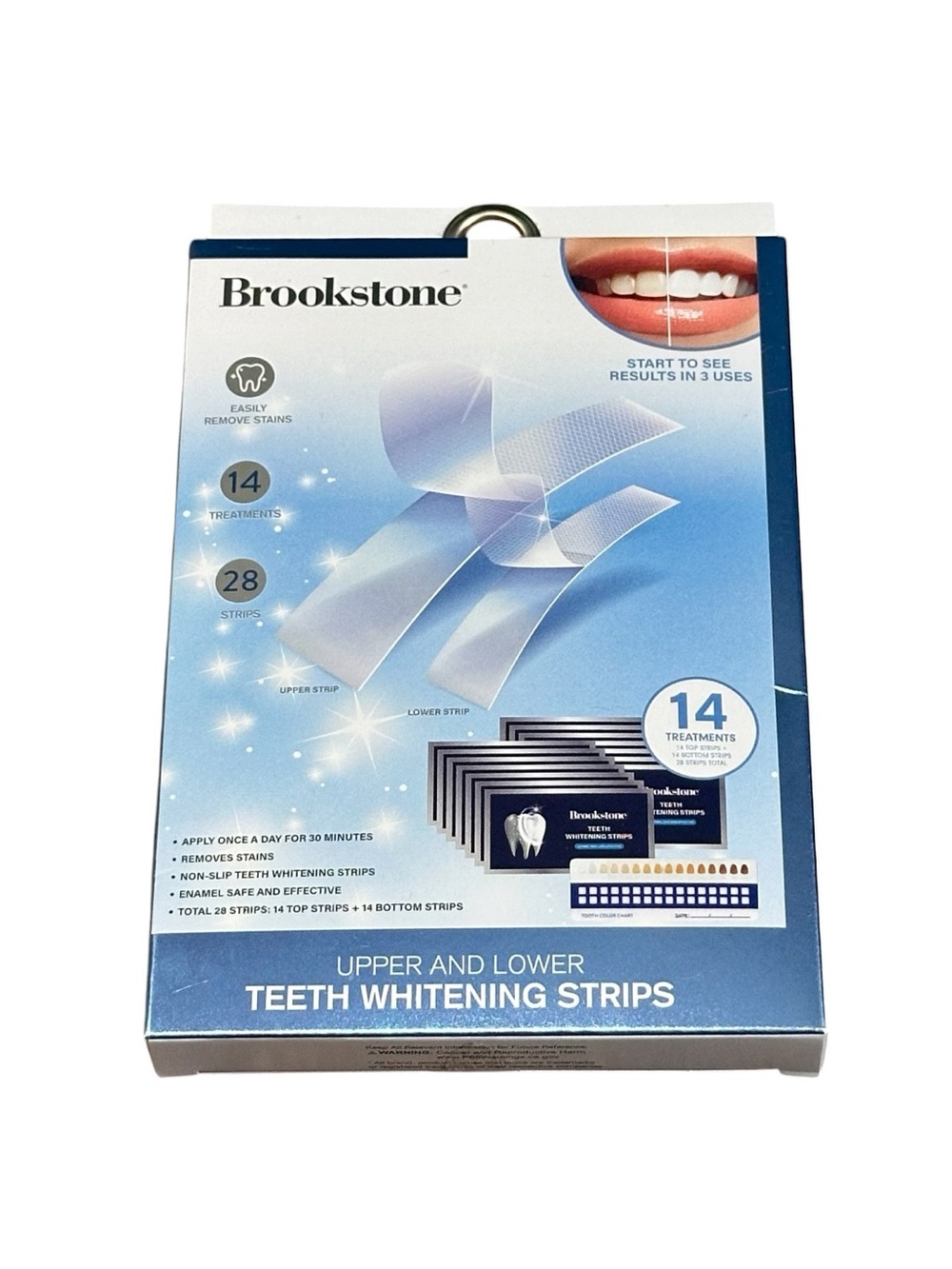 Brookstone Upper & Lower Teeth Whitening Strips 14 Treatments 28 Strips NEW